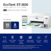 Epson EcoTank ET-3830 Wireless Color All-in-One Cartridge-Free Supertank Printer with Scan, Copy, Auto 2-Sided Printing and Ethernet – The Perfect Printer Productive Families,White Epson EcoTank ET-3830 Wireless Color All-in-One Cartridge-Free Supertank Printer with Scan, Copy, Auto 2-Sided Printing and Ethernet – The Perfect Printer Productive Families,White