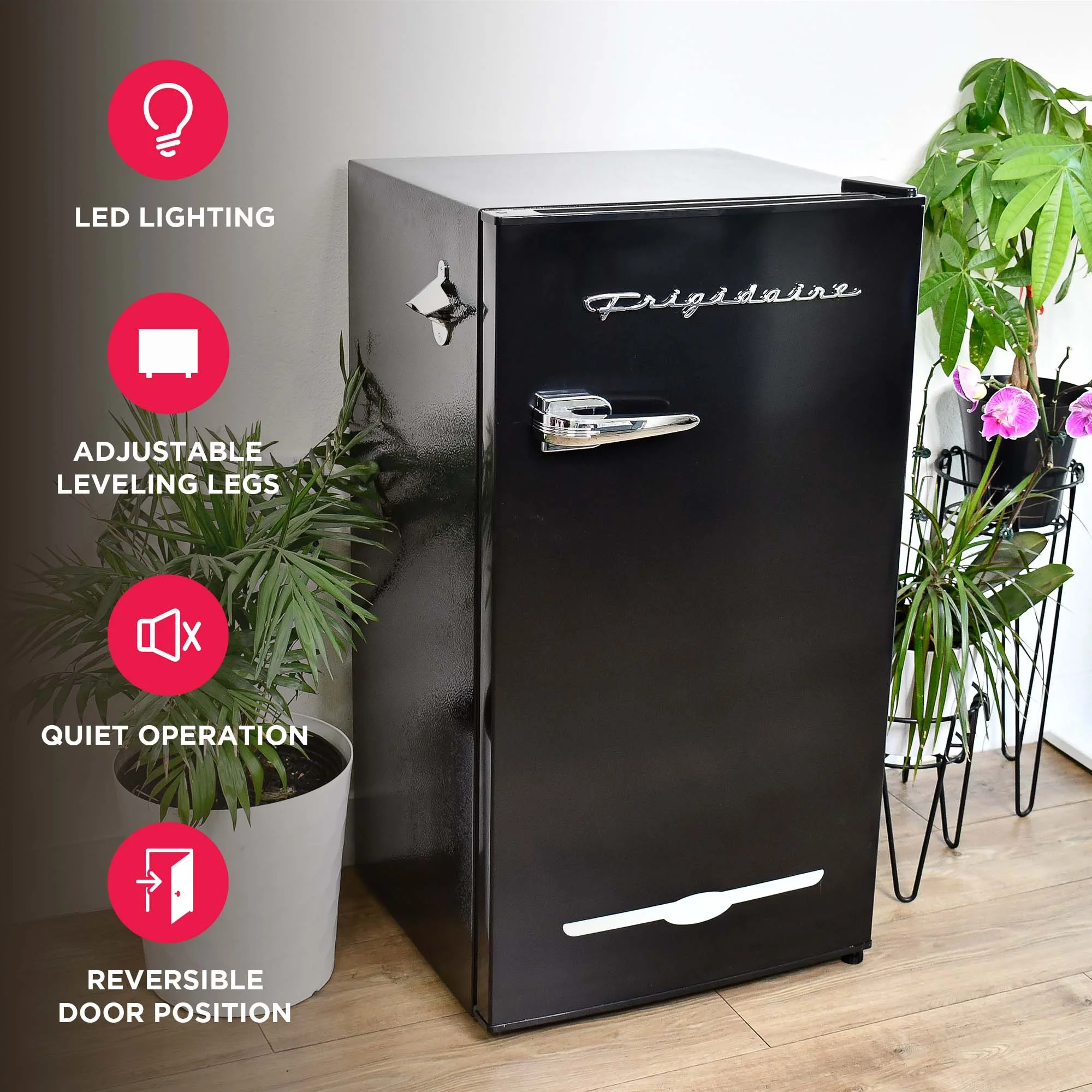 Frigidaire 3.2 Cu. ft. Retro Compact Refrigerator with Side Bottle Opener EFR376, Black2 Frigidaire 3.2 Cu. ft. Retro Compact Refrigerator with Side Bottle Opener EFR376, Black