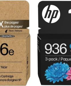 HP Original 936e Black EvoMore Ink / 936 Tri-Color Ink Cartridges (2-Pack) | Works with Printer Series: OfficeJet 9120, Pro 9100, Pro Wide Format 9700 | Carbon Neutral | C84QZLN