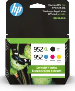 HP Original 952 Cyan, Magenta, Yellow / 952XL Black Ink Cartridges (4-Pack) | Works OfficeJet 8702 OfficeJet Pro 7700, 8210, 8700 Series | Eligible for Instant Ink | N9K28AN