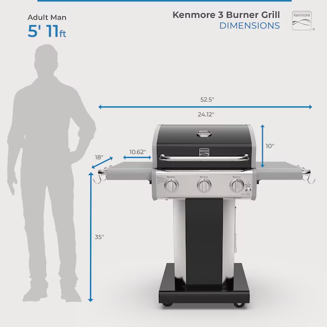 Kenmore Black 3 -Burner Liquid Propane Gas Grill12_11zon Kenmore Black 3 -Burner Liquid Propane Gas Grill