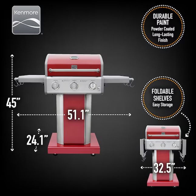 Kenmore Red 3 -Burner Liquid Propane Gas Grill2_11zon Kenmore Red 3 -Burner Liquid Propane Gas Grill