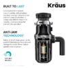 Kraus KWD110-50MBL WasteGuard Continuous feed 1/2-HP Septic Safe Corded Garbage Disposal with Noise Insulation