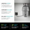 Kraus KWD200-100MGR Kore Continuous feed 1-HP Septic Safe Corded Garbage Disposal with Noise Insulation