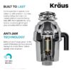 Kraus KWD200-100MGR Kore Continuous feed 1-HP Septic Safe Corded Garbage Disposal with Noise Insulation