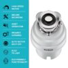 Kraus Wasteguard Continuous feed 1-HP Septic Safe Corded Garbage Disposal with Noise Insulation