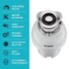 Kraus Wasteguard Continuous feed 3/4-HP Septic Safe Corded Garbage Disposal with Noise Insulation