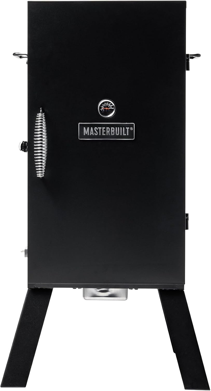 Masterbuilt® 30-inch Electric Vertical BBQ Smoker with Analog Temperature Control, Chrome Smoking Racks and 535 Cooking Square Inches in Black, Model MB20070210 Masterbuilt® 30-inch Electric Vertical BBQ Smoker with Analog Temperature Control, Chrome Smoking Racks and 535 Cooking Square Inches in Black, Model MB20070210