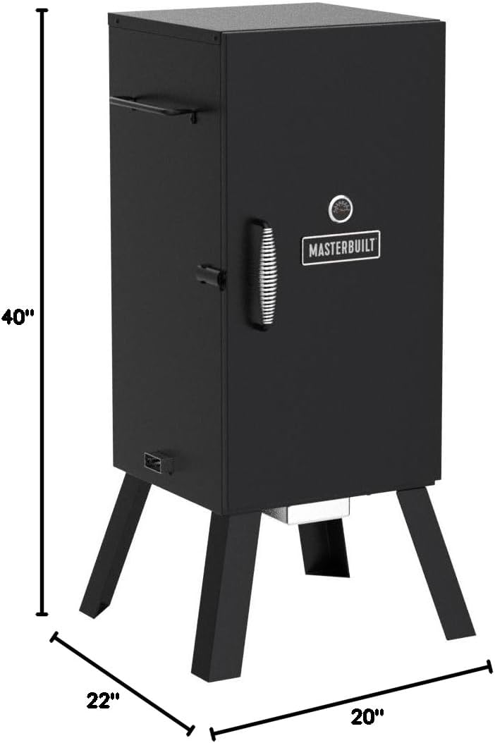 Masterbuilt® 30-inch Electric Vertical BBQ Smoker with Analog Temperature Control, Chrome Smoking Racks and 535 Cooking Square Inches in Black, Model MB2007021008 Masterbuilt® 30-inch Electric Vertical BBQ Smoker with Analog Temperature Control, Chrome Smoking Racks and 535 Cooking Square Inches in Black, Model MB20070210
