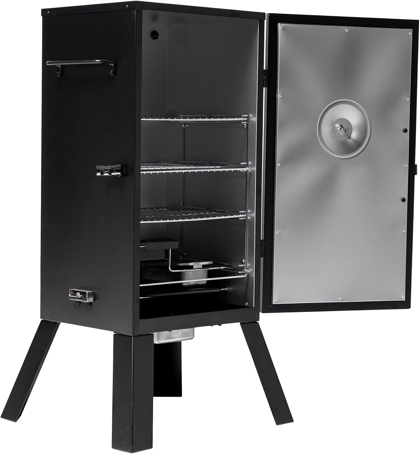 Masterbuilt® 30-inch Electric Vertical BBQ Smoker with Analog Temperature Control, Chrome Smoking Racks and 535 Cooking Square Inches in Black, Model MB200702101 Masterbuilt® 30-inch Electric Vertical BBQ Smoker with Analog Temperature Control, Chrome Smoking Racks and 535 Cooking Square Inches in Black, Model MB20070210