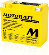MotoBatt MBTX20U (12V 22.5 Amp) 335 CCA Factory Activated Maintenance Free QuadFlex AGM Battery