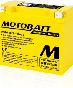 MotoBatt MBTX20U (12V 22.5 Amp) 335 CCA Factory Activated Maintenance Free QuadFlex AGM Battery