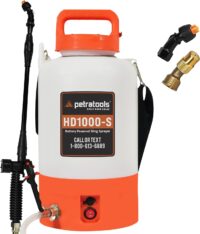 PetraTools Battery Powered Sprayer 1 Gallon - HD1000-S - Heavy Duty Electric Sprayer for Lawn and Garden Weed/Pest Control, Watering - with Battery, Charger & 2 Nozzles (1 Gallon)