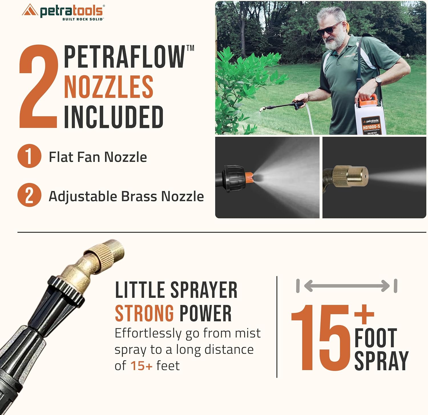 PetraTools Battery Powered Sprayer 1 Gallon - HD1000-S - Heavy Duty Electric Sprayer for Lawn and Garden Weed Pest Control, Watering - with Battery, Charger & 2 Nozzles (1 Gallon)4 PetraTools Battery Powered Sprayer 1 Gallon - HD1000-S - Heavy Duty Electric Sprayer for Lawn and Garden Weed/Pest Control, Watering - with Battery, Charger & 2 Nozzles (1 Gallon)