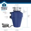 Project Source PSD-70 Continuous feed 1 2-HP Septic Safe Corded Garbage Disposal with Noise Insulation