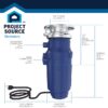Project Source Continuous feed 3/4-HP Septic Safe Corded Garbage Disposal with Noise Insulation