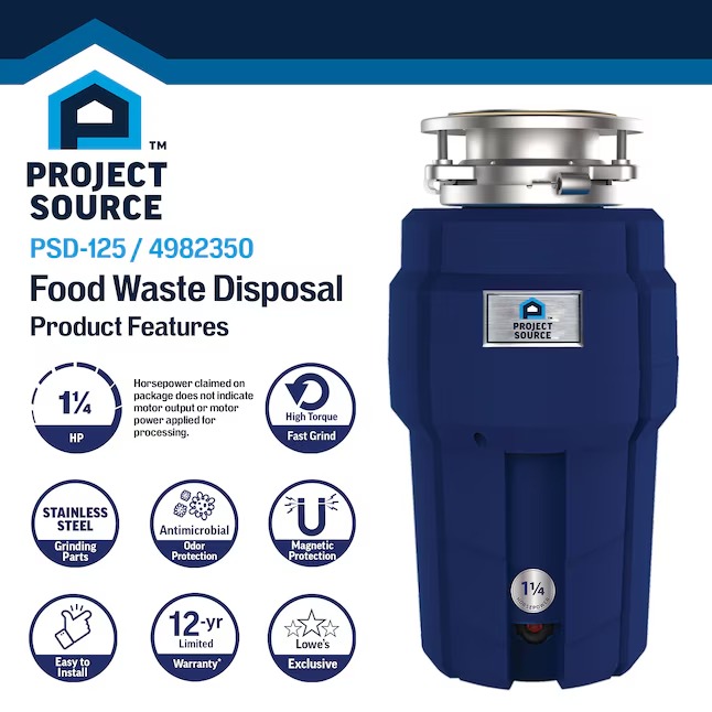 Project Source PSD-125 Continuous feed 1-1 4-HP Septic Safe Corded Garbage Disposal with Noise Insulation1_11zon Project Source PSD-125 Continuous feed 1-1/4-HP Septic Safe Corded Garbage Disposal with Noise Insulation