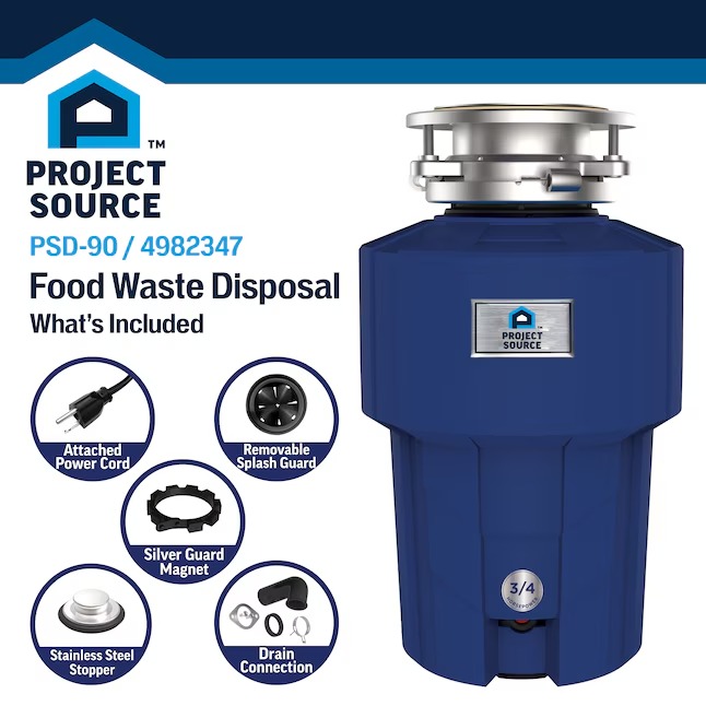 Project Source PSD-90 Continuous feed 3 4-HP Septic Safe Corded Garbage Disposal with Noise Insulation25_11zon Project Source PSD-90 Continuous feed 3/4-HP Septic Safe Corded Garbage Disposal with Noise Insulation