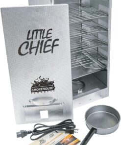 Smokehouse Little Chief Front Load Smoker, Low to Mid Temperature Smoker for Fish, Jerky, Cheese, Sausage & Other meats, Smoke Up to 25 Pounds of Meat & Fish