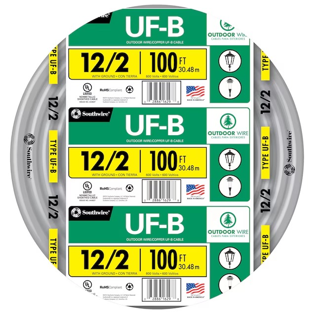 Southwire 100-ft 12 2 Solid UF-B Wire W G ( By-the-roll )_11zon Southwire 100-ft 12 / 2 Solid UF-B Wire W/G ( By-the-roll )