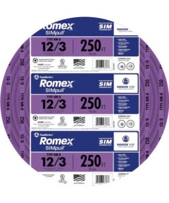 Southwire 250-ft 12 / 3 / Romex SIMpull Solid Indoor CU NM-B W/G Individual pack ( By-the-roll )