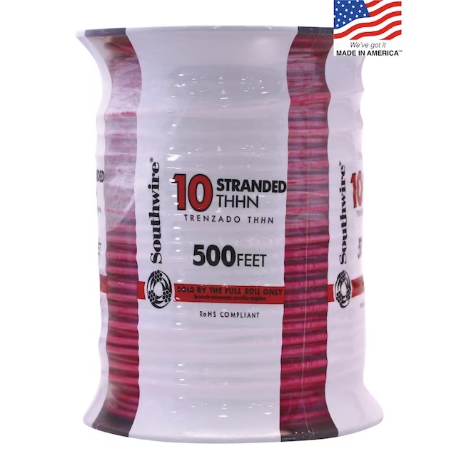 Southwire 500-ft 10 -AWG Red Stranded Copper THHN wire ( By-the-roll )_11zon Southwire 500-ft 10 -AWG Red Stranded Copper THHN wire ( By-the-roll )