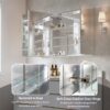 WELLFOR EX-CJ3648 Ravo Medicine Cabinet 48-in x 30-in Surface/Recessed Mount Silver Mirrored Rectangle Soft Close Medicine Cabinet