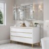WELLFOR EX-CJ3648 Ravo Medicine Cabinet 48-in x 30-in Surface/Recessed Mount Silver Mirrored Rectangle Soft Close Medicine Cabinet