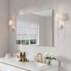 WELLFOR EX-CJ3648 Ravo Medicine Cabinet 48-in x 30-in Surface/Recessed Mount Silver Mirrored Rectangle Soft Close Medicine Cabinet