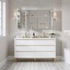 WELLFOR EX-CJ3648 Ravo Medicine Cabinet 48-in x 30-in Surface/Recessed Mount Silver Mirrored Rectangle Soft Close Medicine Cabinet