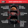 Weber 721001 18-in Smokey Mountain Cooker 481-Sq. in Black Porcelain-Enamel Vertical Charcoal Smoker
