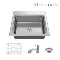 allen + roth VT2522LA1 Hoffman Drop-in or undermount 25-in x 22-in Stainless steel Single bowl 20 -Gauge Kitchen Sink All-in-One Kit
