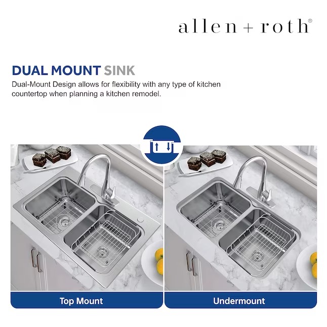 allen + roth VT3322LA0 Hoffman Drop-in or undermount 33-in x 22-in Stainless steel Double equal bowl 20 -Gauge Kitchen Sink All-in-One Kit144_11zon allen + roth VT3322LA0 Hoffman Drop-in or undermount 33-in x 22-in Stainless steel Double equal bowl 20 -Gauge Kitchen Sink All-in-One Kit