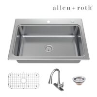 allen + roth VT3322LA1 Hoffman Drop-in or undermount 33-in x 22-in Stainless steel Single bowl 18 -Gauge Kitchen Sink All-in-One Kit