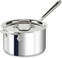 All-Clad D3 3-Ply Stainless Steel Sauce Pan with Lid 4 Quart, Induction, Oven Broiler Safe 600F, Multipurpose, Compatible w/ All Cooktops, For Restaurant or Home Kitchen, Pots & Pans, Cookware, Silver
