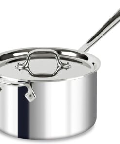 All-Clad D3 3-Ply Stainless Steel Sauce Pan with Lid 4 Quart, Induction, Oven Broiler Safe 600F, Multipurpose, Compatible w/ All Cooktops, For Restaurant or Home Kitchen, Pots & Pans, Cookware, Silver
