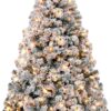 Best Choice Products Pre-Lit Artificial Christmas Tree, 7.5ft Snow Flocked Design Pine Tree, Full Appearance Snowy w/Easy Assembly, Metal Stand