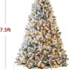 Best Choice Products Pre-Lit Artificial Christmas Tree, 7.5ft Snow Flocked Design Pine Tree, Full Appearance Snowy w/Easy Assembly, Metal Stand