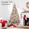 Best Choice Products Pre-Lit Artificial Christmas Tree, 7.5ft Snow Flocked Design Pine Tree, Full Appearance Snowy w/Easy Assembly, Metal Stand