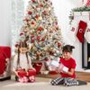 Best Choice Products Pre-Lit Artificial Christmas Tree, 7.5ft Snow Flocked Design Pine Tree, Full Appearance Snowy w/Easy Assembly, Metal Stand