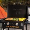 Blackstone 1883 Original 28” Griddle with Integrated Protective Hood and Counter Height Side Shelves, Powder Coated Steel, Black