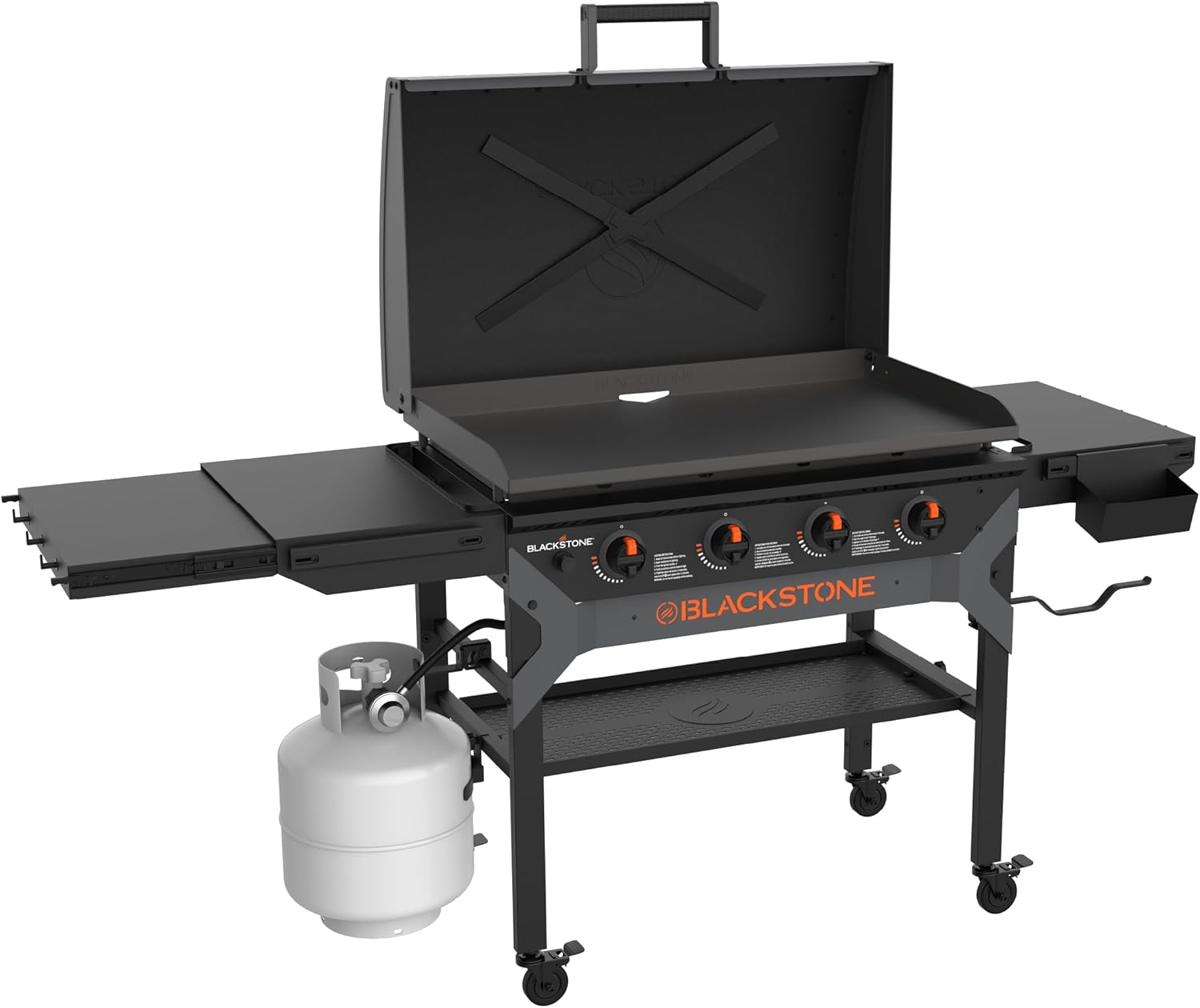 Blackstone 2310 Iron Forged 36 Omnivore Griddle with X-Braced Hood, Powder Coated Steel, Black Blackstone 2310 Iron Forged 36” Omnivore Griddle with X-Braced Hood, Powder Coated Steel, Black