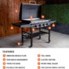 Blackstone 2322 36 Inch Gas Griddle with Hood Cooking Station 4 Burner 36” Outdoor Griddle Station with Side Shelf