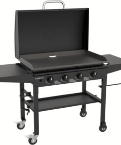 Blackstone 2322 36 Inch Gas Griddle with Hood Cooking Station 4 Burner 36” Outdoor Griddle Station with Side Shelf
