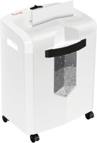 Bonsaii C266-B Micro Cut Shredder, Easy-Carry Handle, 12-Sheet, P-4 Security, 60 Min Continuous, CD/Credit Card, Jam-Proof, 4.2 Gal Bin, Ideal for Home Office Use, White/Gray