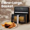 Chefman Air Fryer TurboFry 9-Qt, 6-in-1 High-Powered 450°F Cooking for Crispier French Fries, Chicken, and Onion Rings, XL Windowed Basket, Air Fry, Bake, Broil, Reheat, Dehydrate, Defrost – Black