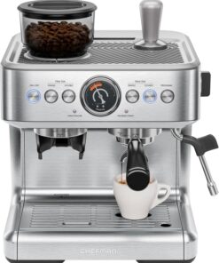 Chefman Crema Supreme 15 Bar Espresso Machine with Milk Frother, Barista Steam Wand, Stainless Steel
