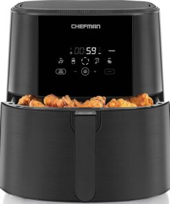 Chefman TurboFry Touch Air Fryer, 8-Quart Family Size, One-Touch Digital Controls for Healthy Cooking, Presets for French Fries, Chicken, Meat, Fish, Nonstick Dishwasher-Safe Parts, Black