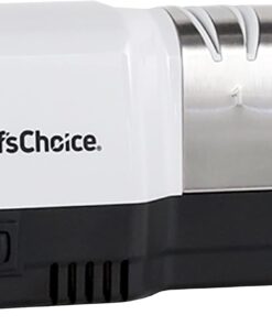 Chef’sChoice Hybrid Knife Sharpeners for 20-Degree Straight-Edge and Serrated Knives Combines Electric & Manual Sharpening, 2-Stage, White