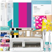 Cricut Joy Xtra Machine with Printable Sticker Paper and Vinyl Sampler Bundle - Beginner Sticker and Decal Making Kit with Cutting Machine and Tools -DIY Decor, Tumbler Stickers and Laptop Decals